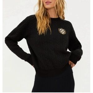 BEACH RIOT | COLLEGIATE BLACK QUILTED SWEATSHIRT LARGE CREWNECK